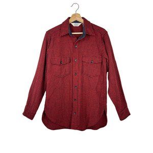 Woolrich Red & Black Houndstooth Button Down Shirt Size Medium